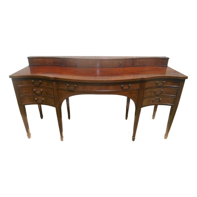 Gorgeous Baker Furniture Two Tier Bow Front Mahogany Hepplewhite Sideboard / Buffet For Sale