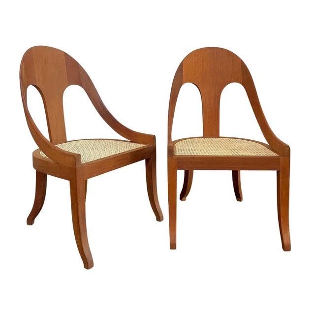 Vintage Spoon Back Wooden Chairs With Cane Seat - Set of 4 For Sale - Image 12 of 12