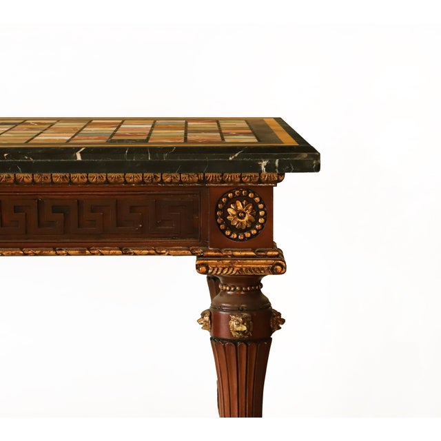 Brown 20th Century George III Style Side Table/Desk With Italian Marble/Semi-Precious Stone Specimen Chess Board Table Top For Sale - Image 8 of 13
