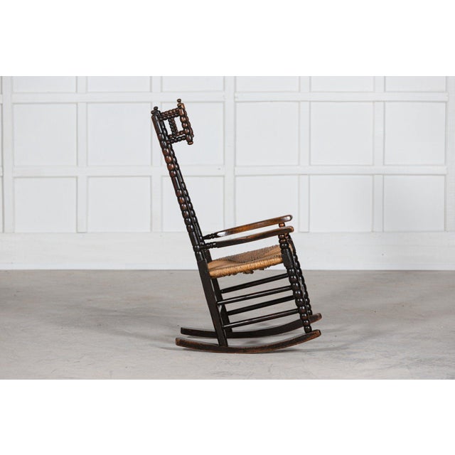 Ash & Elm Bobbin Turned Rocking Chair by Ernest Gimson, 1890s For Sale - Image 6 of 16