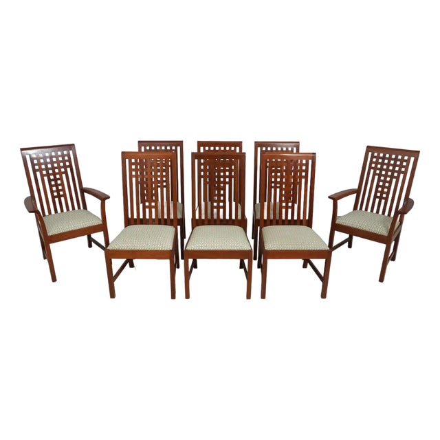 1990s Set of 8 Stickley 21st Century Collection Arts and Crafts Cherry Dining Chairs in the Manner of Frank Lloyd Wright For Sale