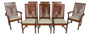 1990s Set of 8 Stickley 21st Century Collection Arts and Crafts Cherry Dining Chairs in the Manner of Frank Lloyd Wright