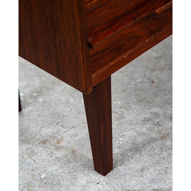 Mid Century Danish Modern Side Table Entryway Chest 2 Drawer Rosewood Bedside For Sale - Image 11 of 12