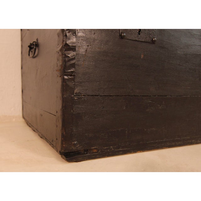 Vintage Steamship Black Trunk, 1920s For Sale - Image 10 of 18