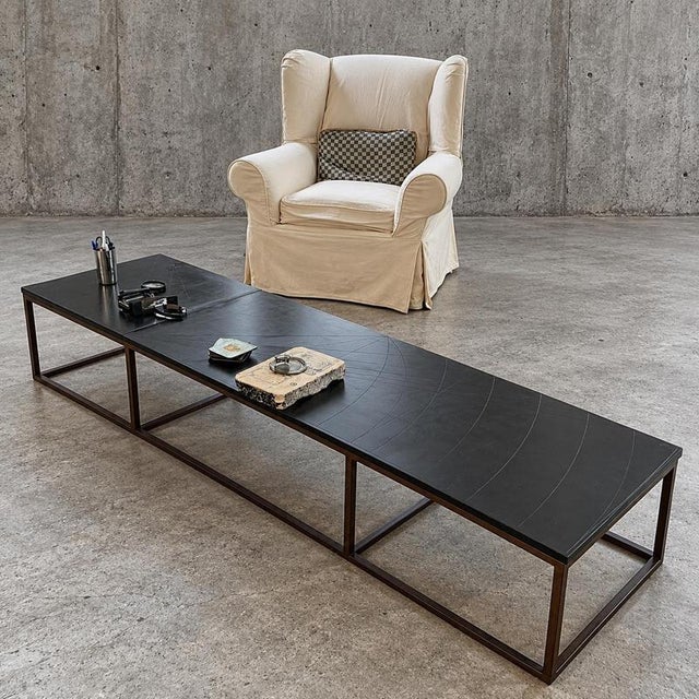 2000 - 2009 Coffee Table in Iron Frame and Stone Slate Table Tops by Architect Alex Vervoordt, Belgium, 1990s For Sale - Image 5 of 9