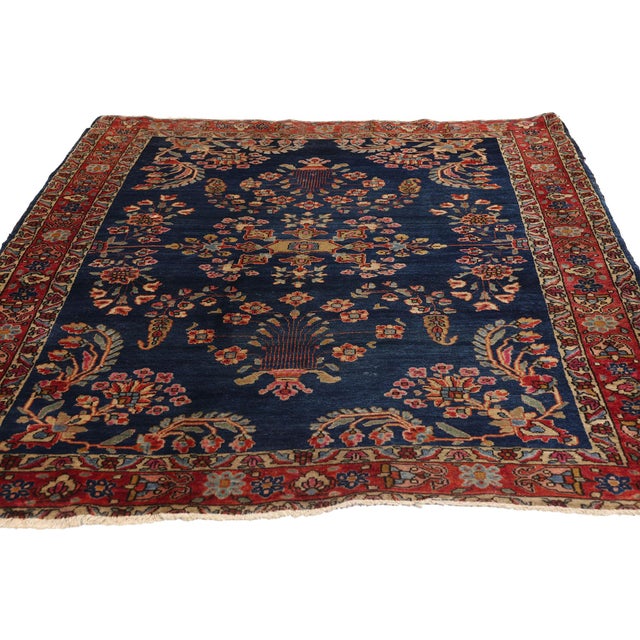 Victorian Antique Persian Mohajeran Sarouk Rug, 03'05 X 04'09 For Sale - Image 3 of 10