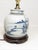 Antique Chinese porcelain ginger jar lamp, c.1900 Hand decorated in blue and white with a lakeside scene on the front with...