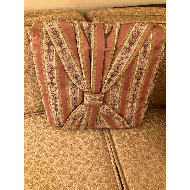 Textile Set of 6 Vintage Custom Decorative Pillows Mauve/Lt Pink, Damask, Silk, 16x16x5” For Sale - Image 7 of 10
