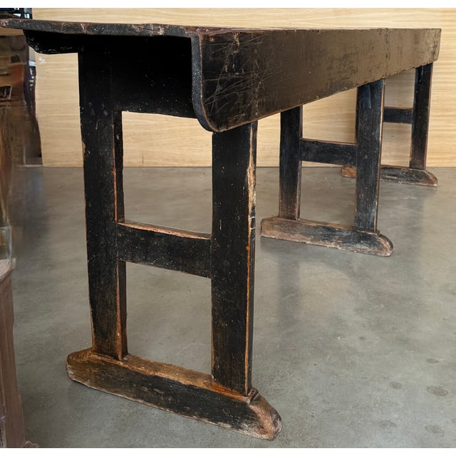 18th Century Large Solid Wood Walnut Console Table With Six Drawers For Sale - Image 14 of 17