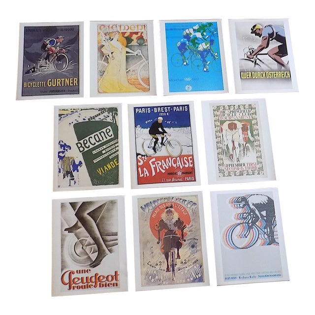 Vintage Cycling Poster Lithographs - Set of 10 For Sale