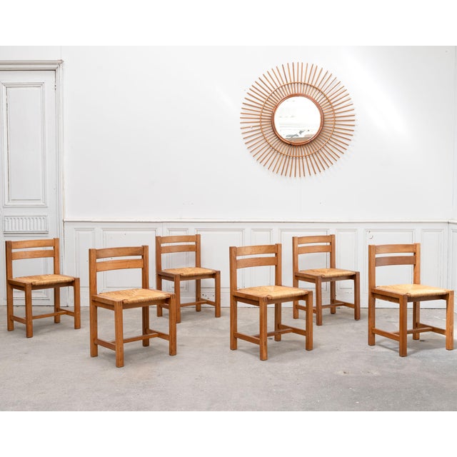 Vintage Chairs in Elm and Straw from Maison Regain, 1970s, Set of 6 For Sale - Image 12 of 12