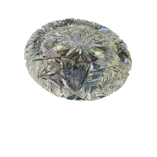 Crystal Ashtray European Heavy Cut Crystal Glass For Sale - Image 6 of 10