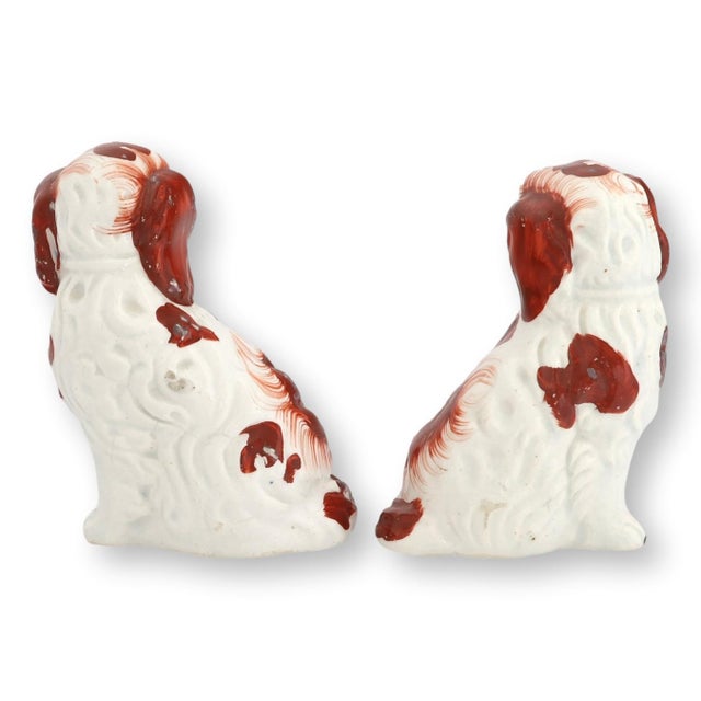 English Small Antique Staffordshire King Charles Dogs / Spaniels, a Pair For Sale - Image 3 of 6