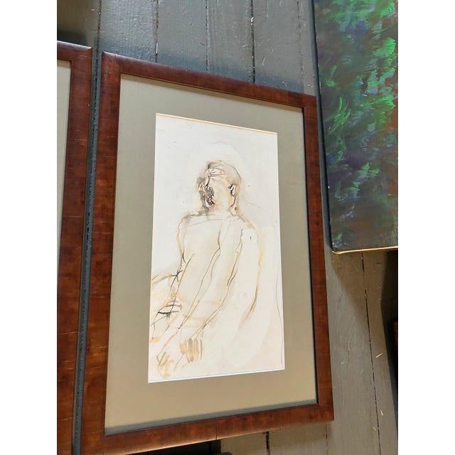 1970s 1970’s Gallery Wall Collection 5 Abstract Nude Paintings /Drawing Vintage Frames-Set of 5 For Sale - Image 5 of 8