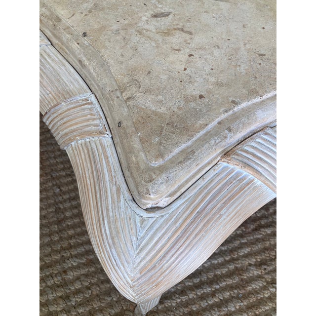 Gabriella Crespi Gabriella Crespi Pencil Reed Rattan Coffee Table With Inset Tessellated Stone Top For Sale - Image 4 of 10