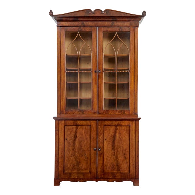 Early 19th Century Flame Mahogany Bookcase, 1820s For Sale