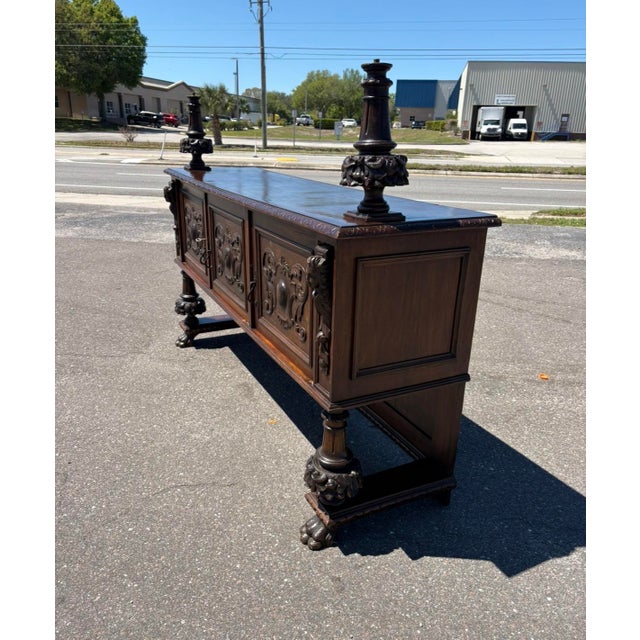 Wood Antique Italian Renaissance Sideboard For Sale - Image 7 of 16