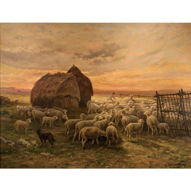 Charles Ferdinand Ceramano (Thielt 1829 – Barbizon 1909) Signed and dated lower right: “1897, Ceramano” Sunset Landscape...