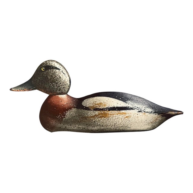 Watercolor on paper by Florida artist Michael Weber (1941-2019) "Mason Widgeon Decoy" signed and marked AWS (American...