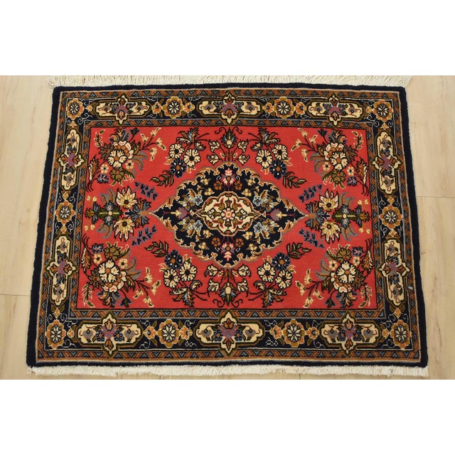 Farmhouse Qom Rug 2’9” X 2’2” Pink Wool Vintage Traditional Hand-Knotted Carpet For Sale - Image 3 of 7