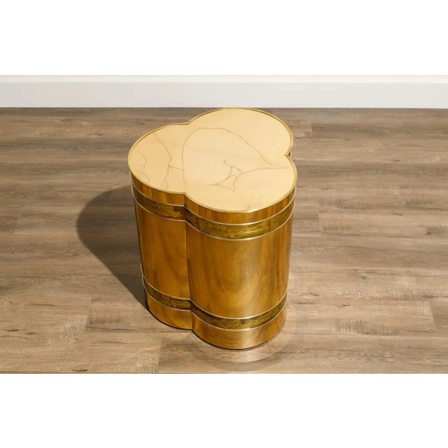Brass Bernard Rohne for Mastercraft Acid-Etched Brass Lamp Table or Side Table, 1970s For Sale - Image 8 of 18