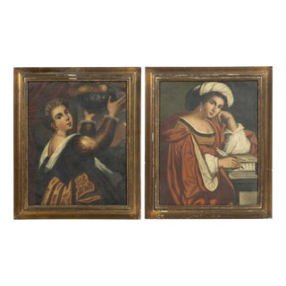 European School Artist, Portraits, 19th Century, Oil on Canvases, Set of 2 For Sale