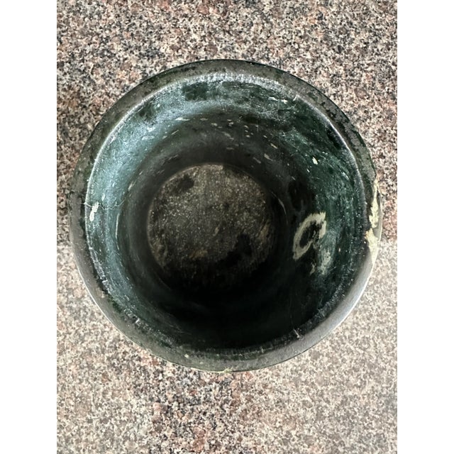 Stone Vintage 1980’s Italian Deep Green Marble Vessel / Wine Cooler For Sale - Image 7 of 10