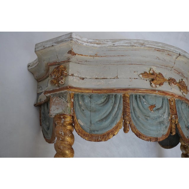 Pair of 19th Century Italian Painted & Parcel Gilt Consoles by Mla For Sale - Image 14 of 18