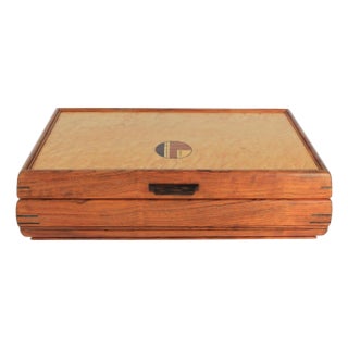 Vintage Handmade Inlaid Marquetry Wood Jewelry Box For Sale