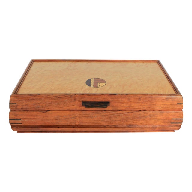 Vintage Handmade Inlaid Marquetry Wood Jewelry Box For Sale