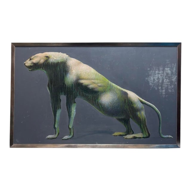 Silent Lion Minimalist Painting by Lado Gorgadze For Sale