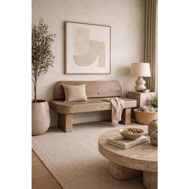 The thickest, chunkiest pine timbers and the lightest wash of turquoise stain combine for the most perfect entry bench, or...