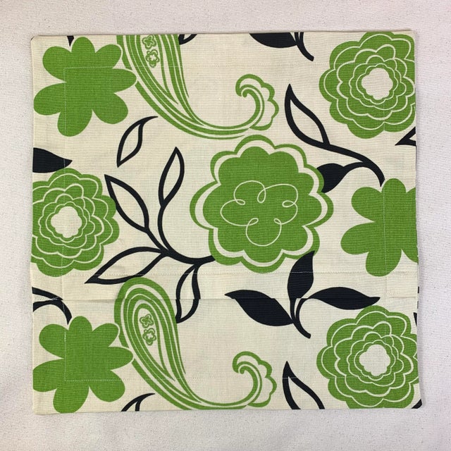 Contemporary Premier Prints MM Designs Cream Black & Green Botanical Floral Leaf Leaves Paisley Pillow Covers- a Pair For Sale - Image 3 of 6