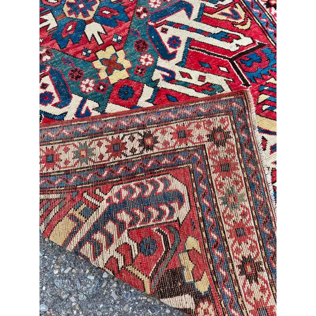 Antique Adler Kazak Rug c.1890-1920 Rare Mustache Design Caucasian Collectible For Sale - Image 4 of 8