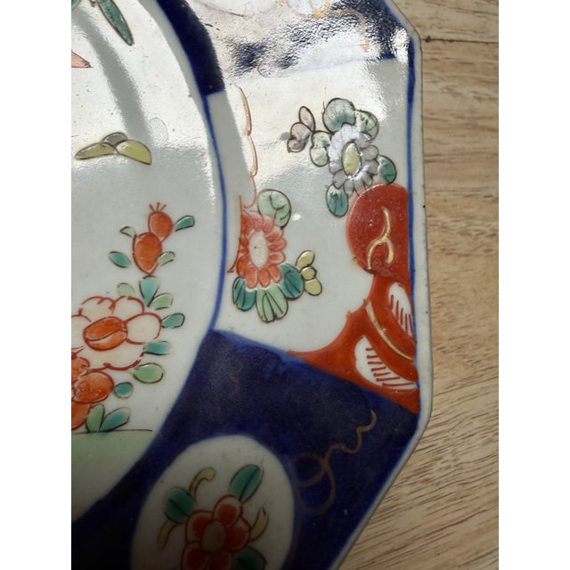 Alabaster Antique Japanese Imari Porcelain Plate Octagonal Meiji Era 9” X 7.5” For Sale - Image 8 of 10