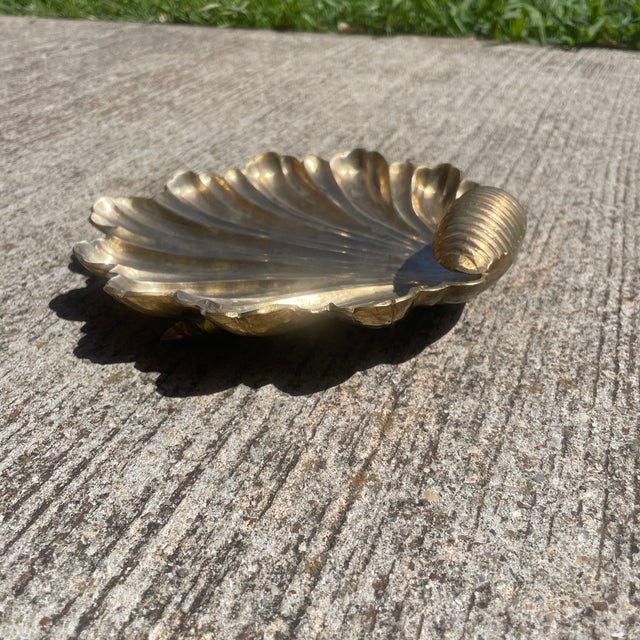 1970s Footed Brass Shell Catchall For Sale - Image 5 of 5