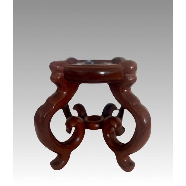 Vintage Solid Brown Rosewood Chinese Display Stand / Pedestal 5" For Sale In Tampa - Image 6 of 7