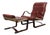 Bentwood Afromasia Chair in Oxblood Red Leather with Matching Ottoman - 2 Pieces For Sale