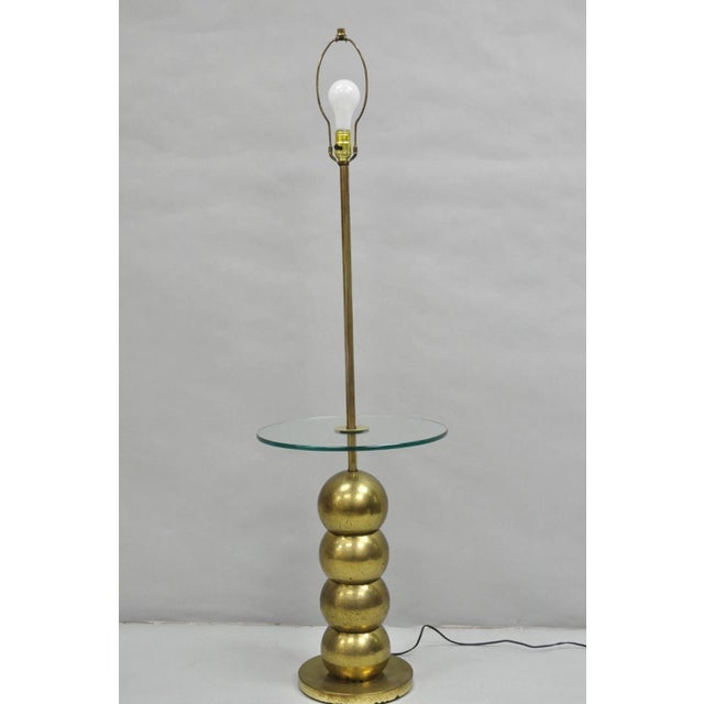 Vintage Mid Century Modern George Kovacs Style Stack Brass Ball Side Table Floor Lamp For Sale - Image 12 of 12