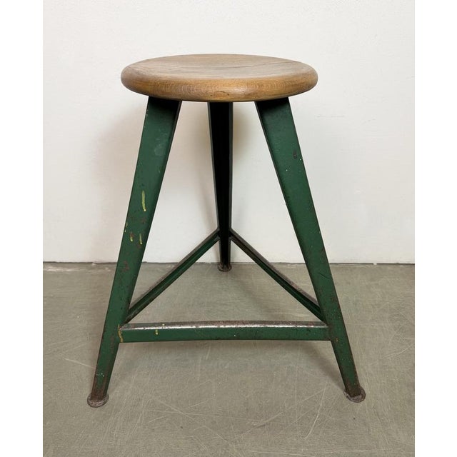 Industrial Green Workshop Stool, 1960s For Sale - Image 12 of 17