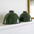 Modern Two Small Industrial Green and White Enamel Domed Factory Pendant Shades For Sale - Image 3 of 11
