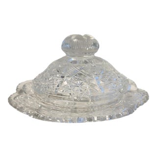Late 19th Century American Brilliant Crystal Butter Dish For Sale