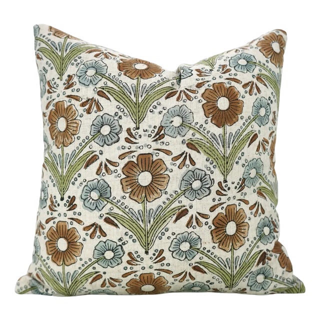 Fabdivine Indian Block Print Cushion Cover 18x18 Inch Viscose Linen-Vanshika For Sale
