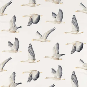 Sanderson Elysian Geese Fabric in Silver/Chalk