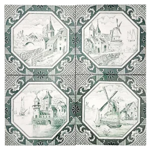 Ceramic Tiles by Gilliot, 1930, Set of 4