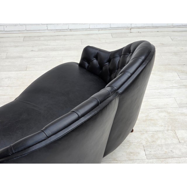 Scandinavian Sofa in Black Furniture Leather, 1960s For Sale - Image 16 of 18