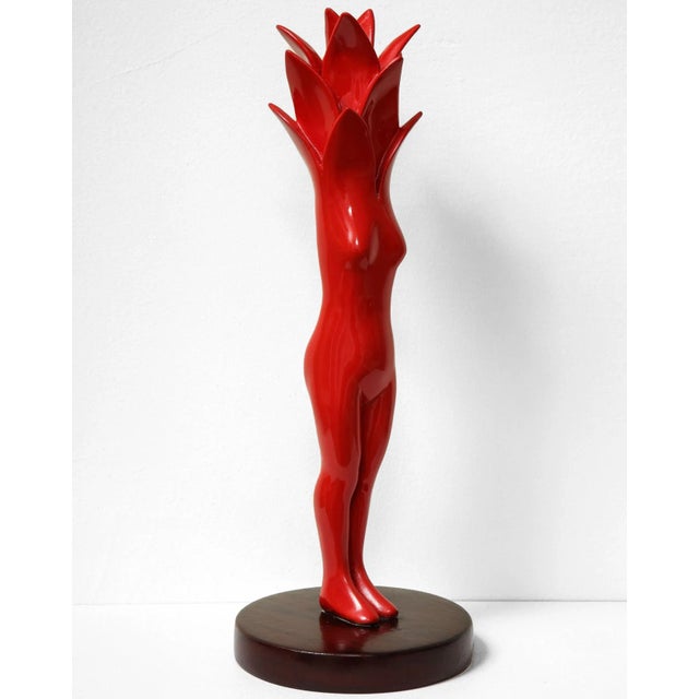 Red 2021 “Red Transition” Contemporary, Red, Mixed Media, Acrylic and Wood Sculpture by Nana De La Fuente For Sale - Image 8 of 12