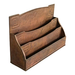 Tiffany Studios New York Art Deco Greek Key Bronze Letter Rack For Sale