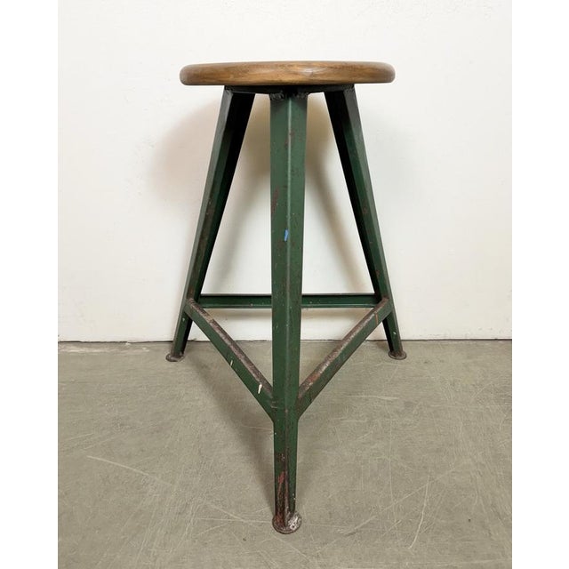 1960s Industrial Green Workshop Stool, 1960s For Sale - Image 5 of 17