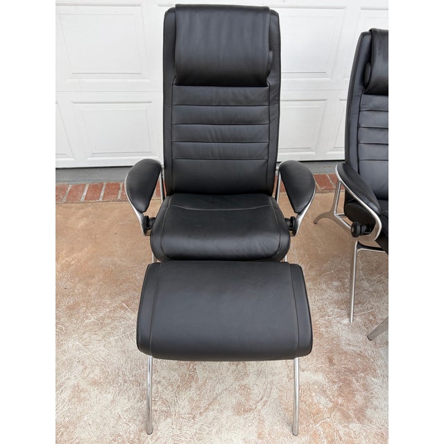 2010s Ekornes Stressless Chairs With Ottoman For Sale - Image 5 of 10